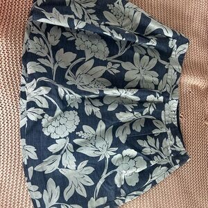 LOFT Navy and Gray Floral Skirt